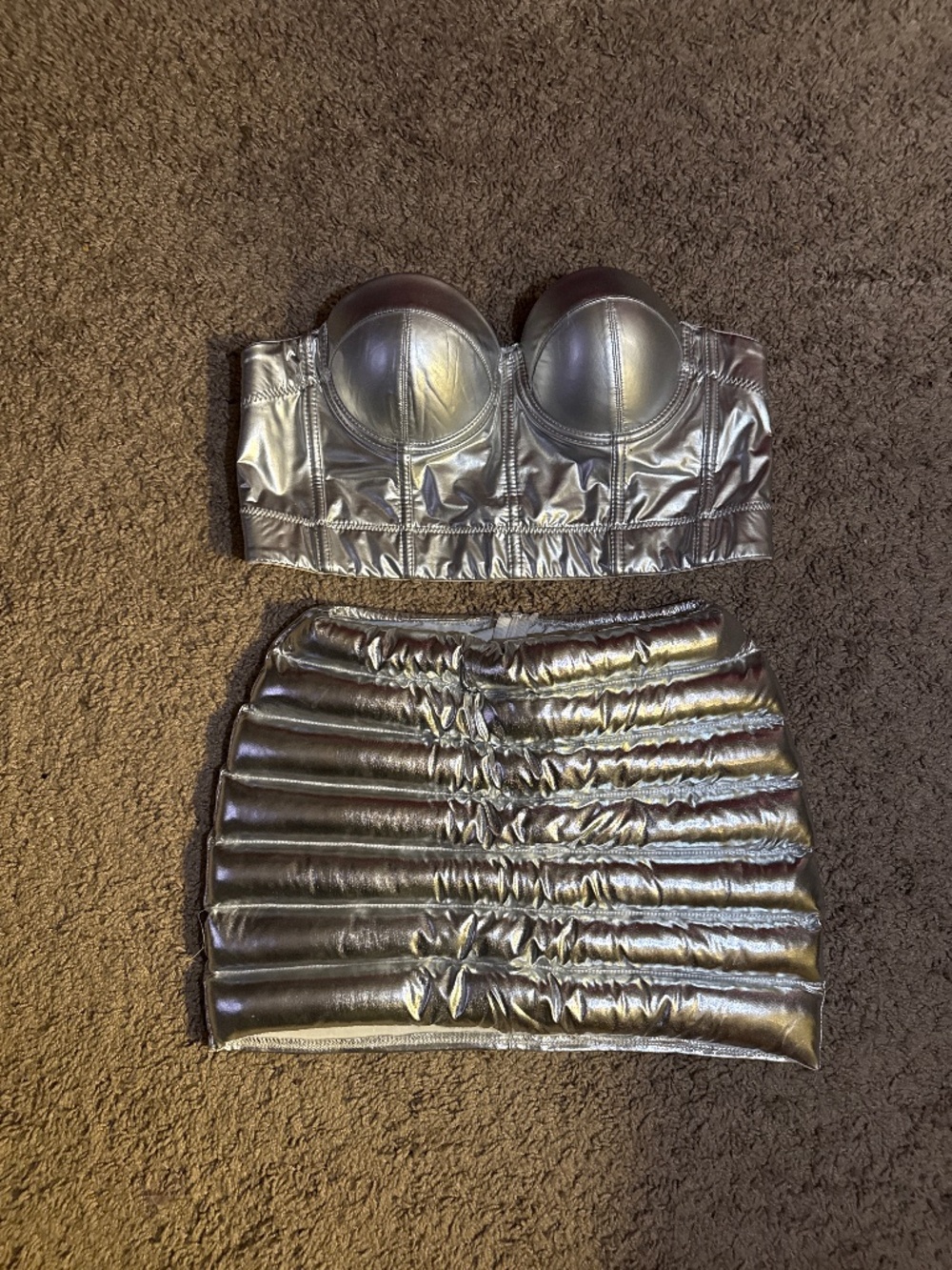 Silver Two- Piece  Corset/Skirt